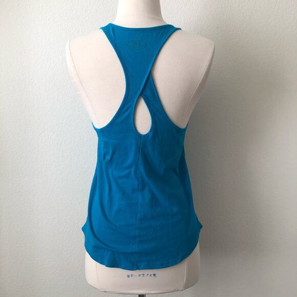 Under Armour Microthread Tank Top electric peacock blue racerback keyhole - Picture 3 of 5